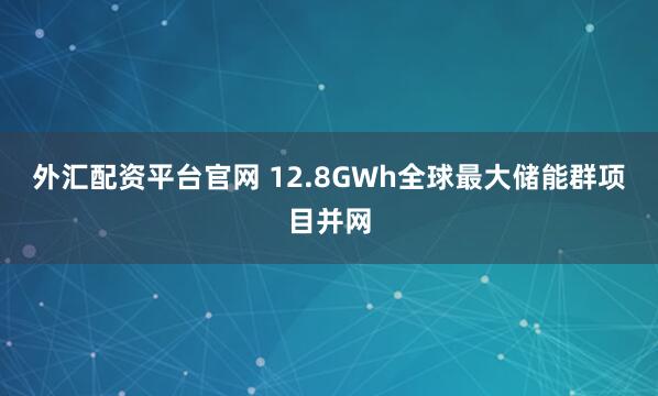 外汇配资平台官网 12.8GWh全球最大储能群项目并网